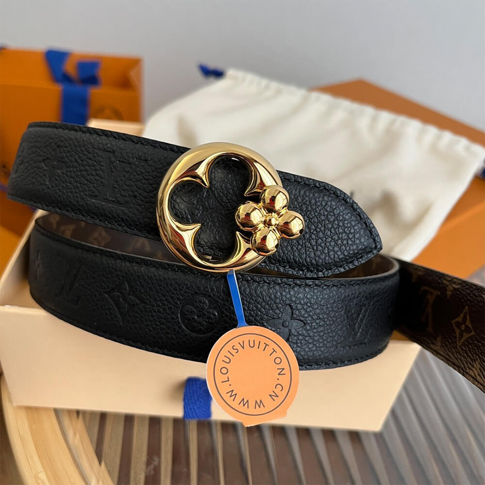 LV Flowergram Round 30mm Reversible Belt
