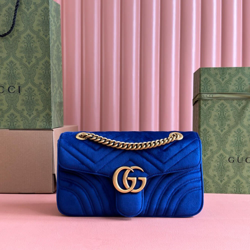 GG Velvet Small Marmont shoulder bag