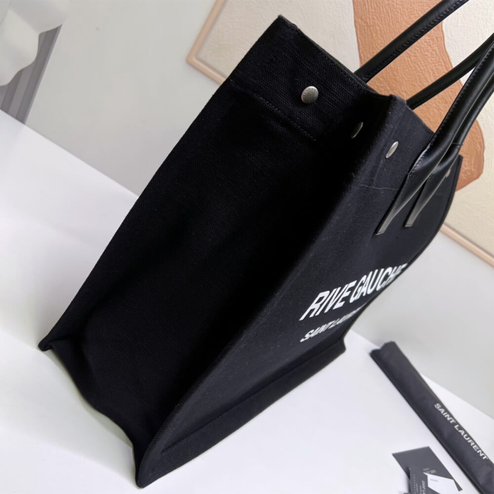RIVE GAUCHE TOTE BAG IN LINEN AND LEATHER