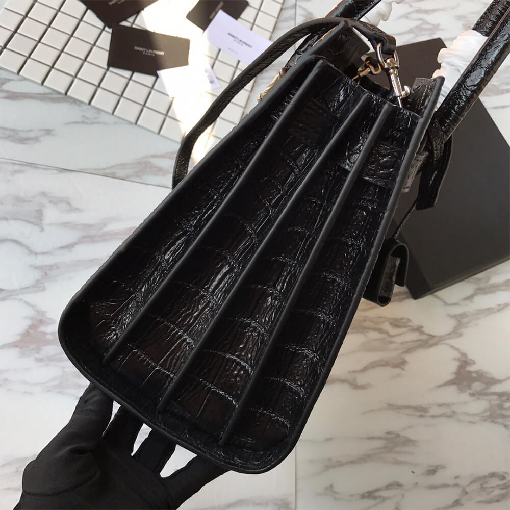 SMALL SAC DE JOUR IN MATTE EMBOSSED CROCODILE LEATHER