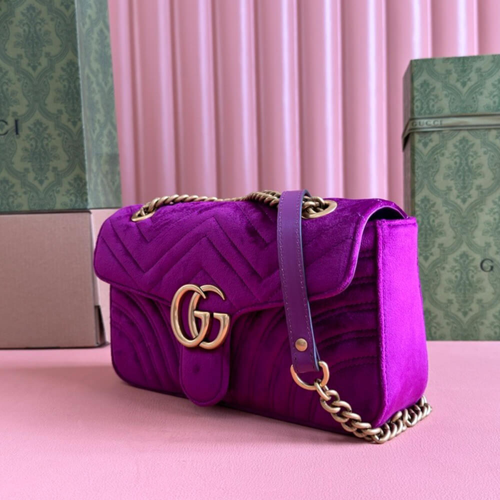 GG Velvet Small Marmont shoulder bag