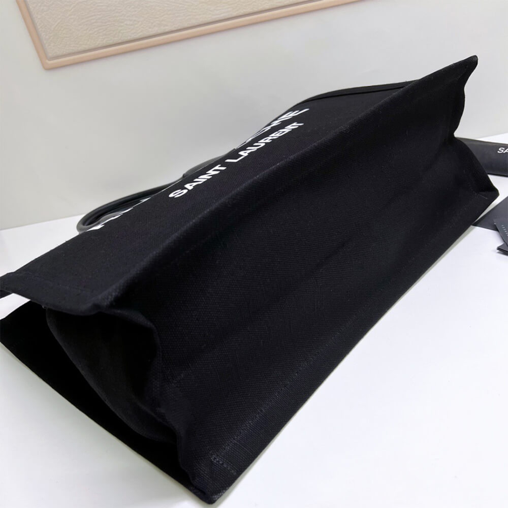 RIVE GAUCHE TOTE BAG IN LINEN AND LEATHER